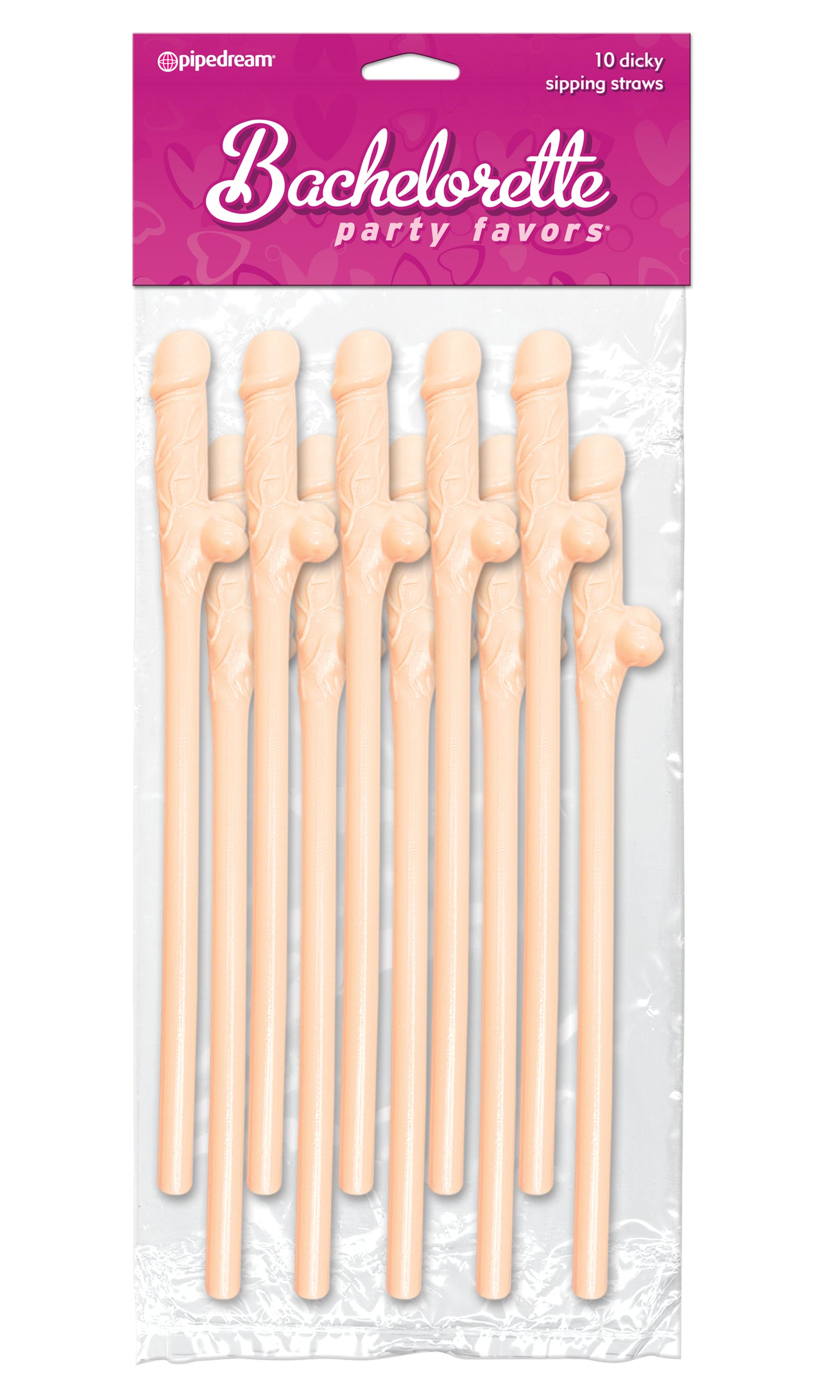 Bachelorette Party Favors - Dicky Sipping Straws - Light - 10 Piece